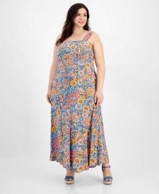 Plus Size Thick Strap Tiered Maxi Dress Product Image