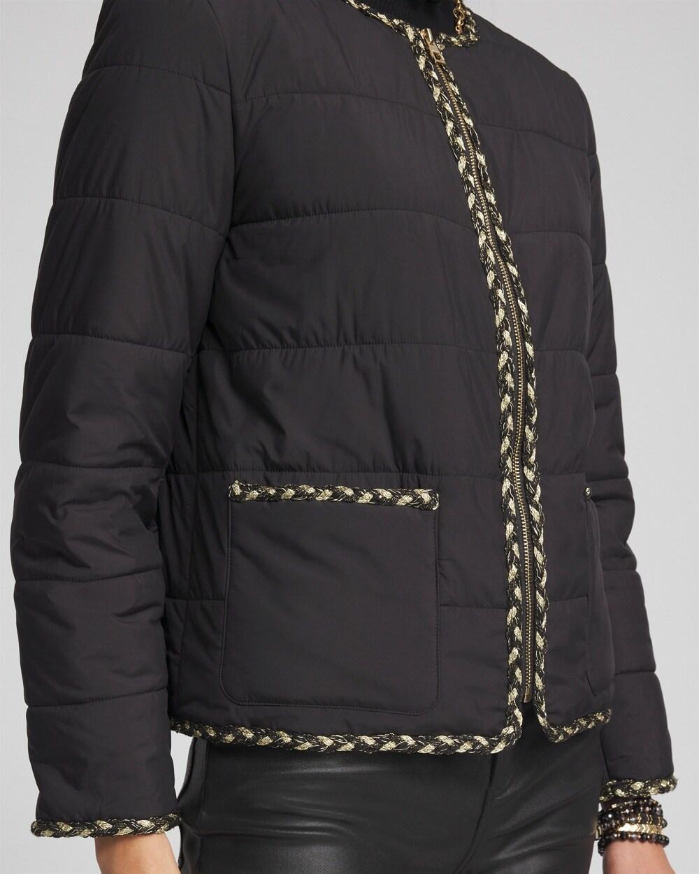 Tweed Trim Faux Nylon Jacket Product Image