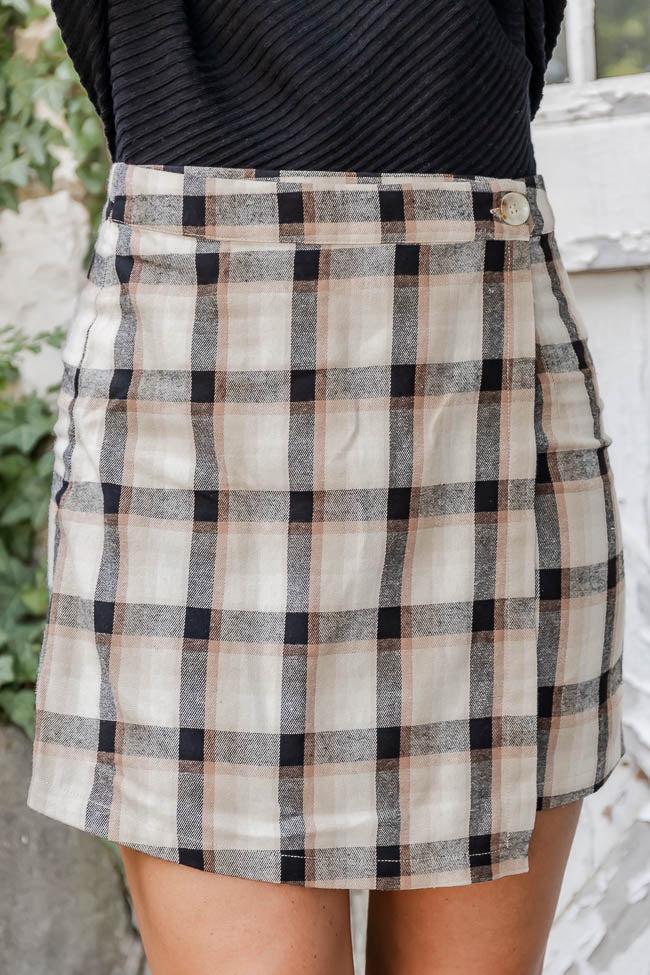 Something Just Like This Tan Plaid Skort FINAL SALE Product Image