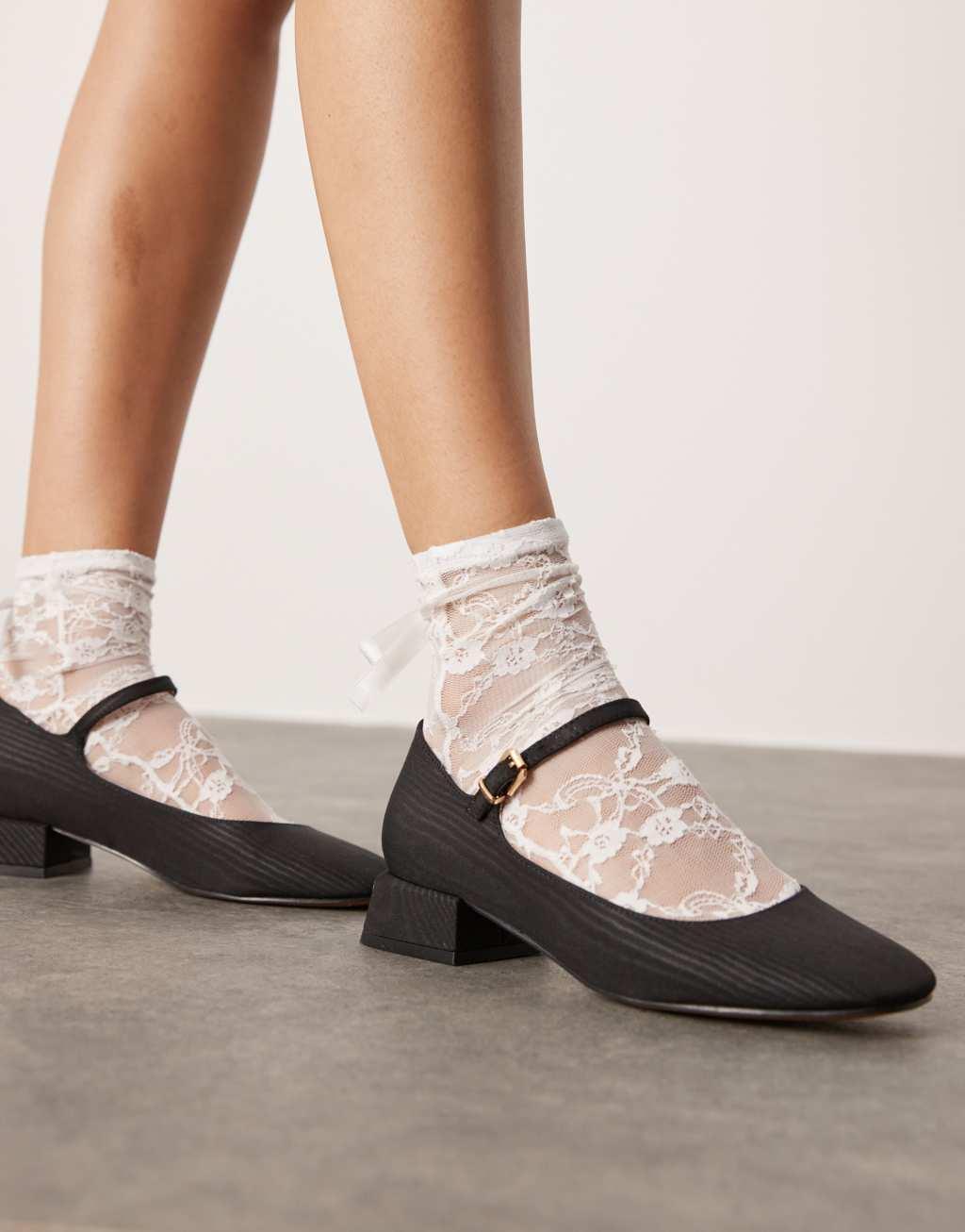 ASOS DESIGN Lead heeled Mary Jane Shoes in Black Product Image