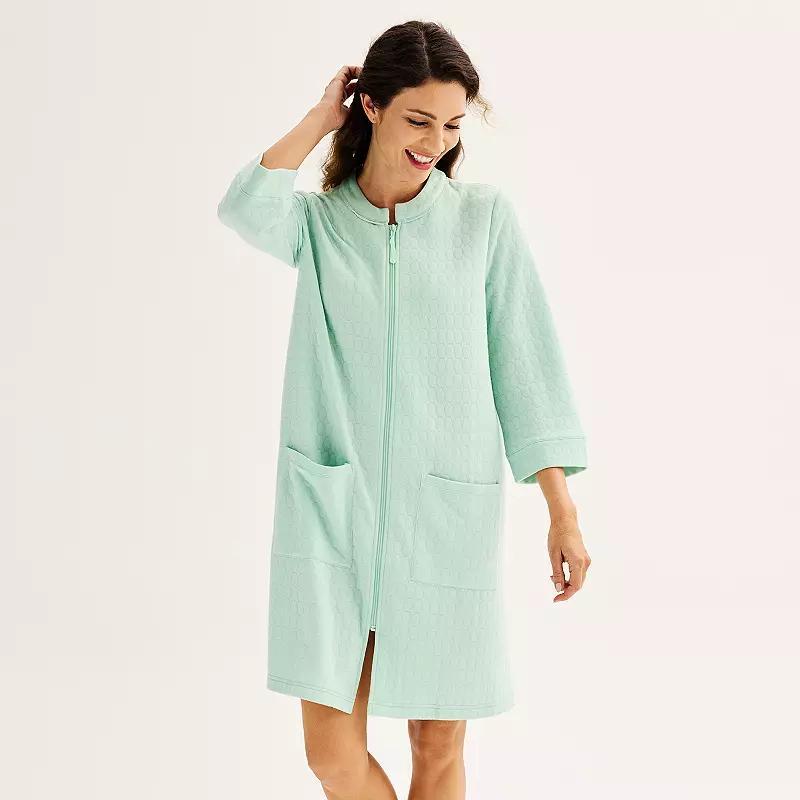 Womens Croft & Barrow Quilted Zip Front Robe Product Image