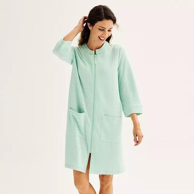 Womens Croft & Barrow Quilted Zip Front Robe Product Image