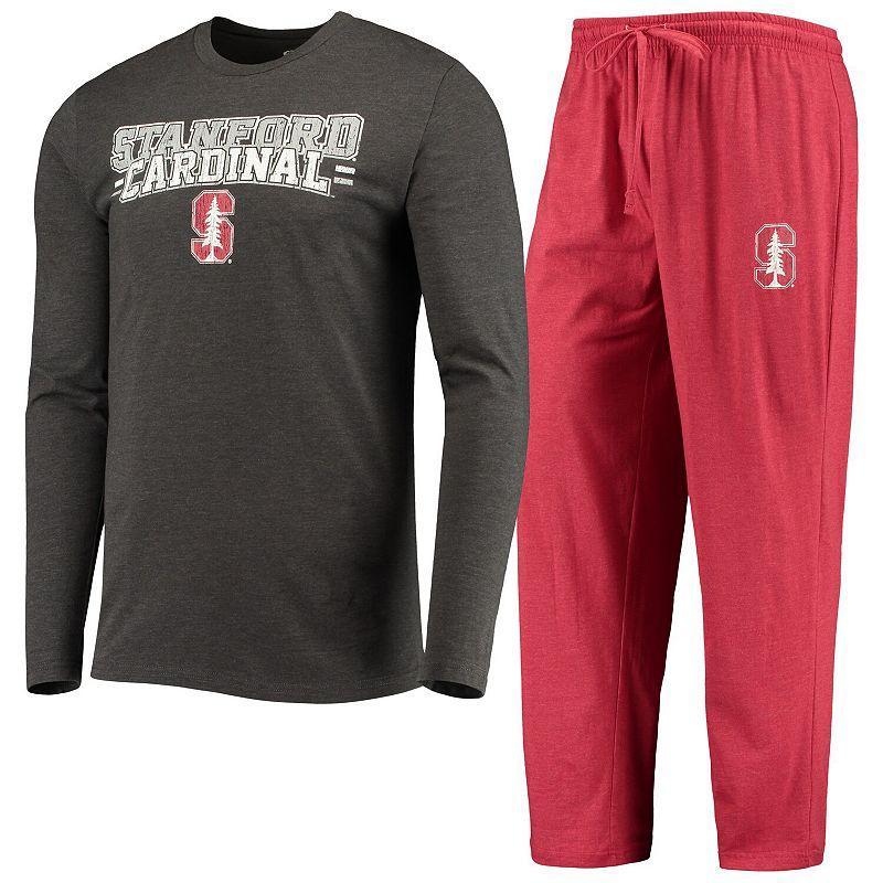 Mens Concepts Sport Cardinal/Heathered Charcoal Stanford Cardinal Meter Long Sleeve T-Shirt & Pants Sleep Set STF Red Product Image