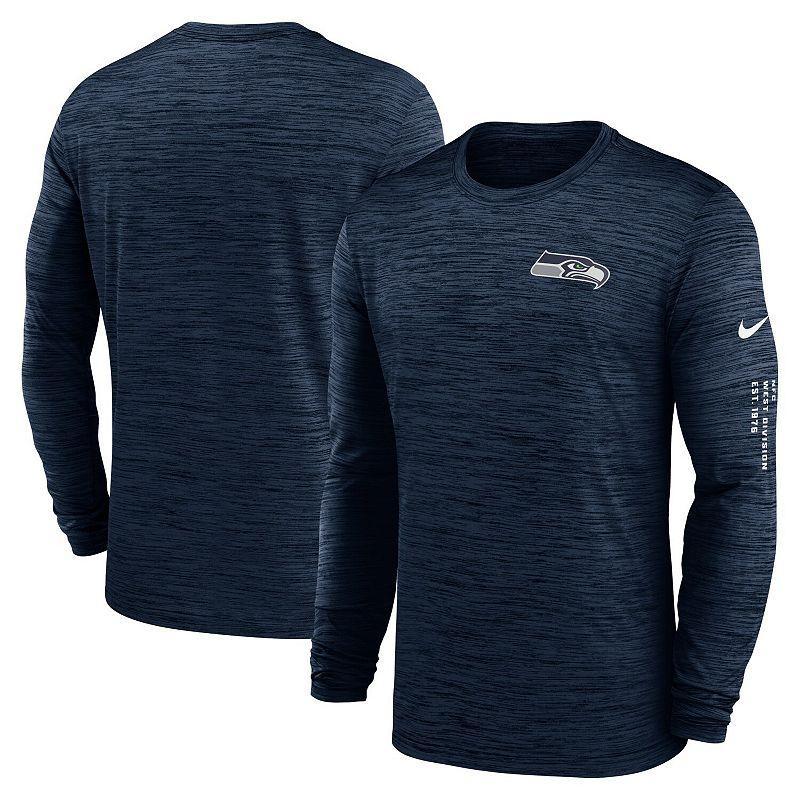 Mens Nike College Seattle Seahawks Velocity Long Sleeve T-Shirt Blue Product Image