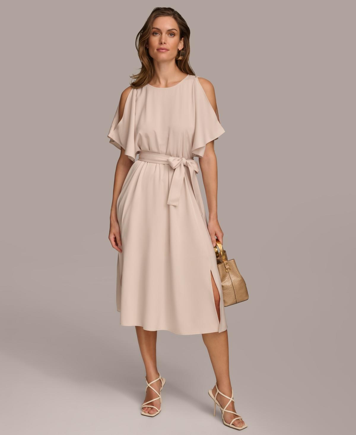 Donna Karan Womens Cold-Shoulder A-Line Dress Product Image