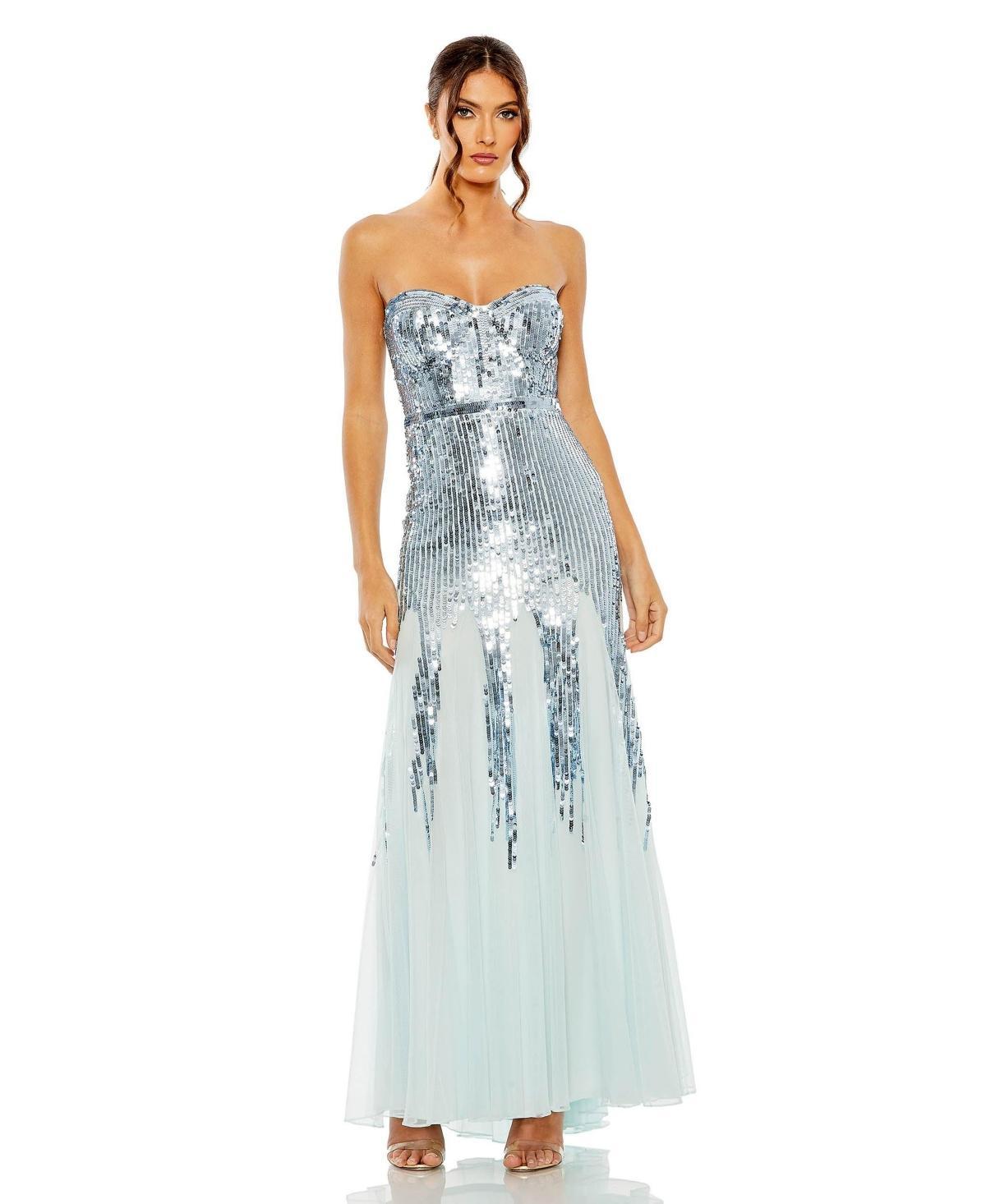 Mac Duggal Womens Sleeveless Sequin Mesh Gown Product Image