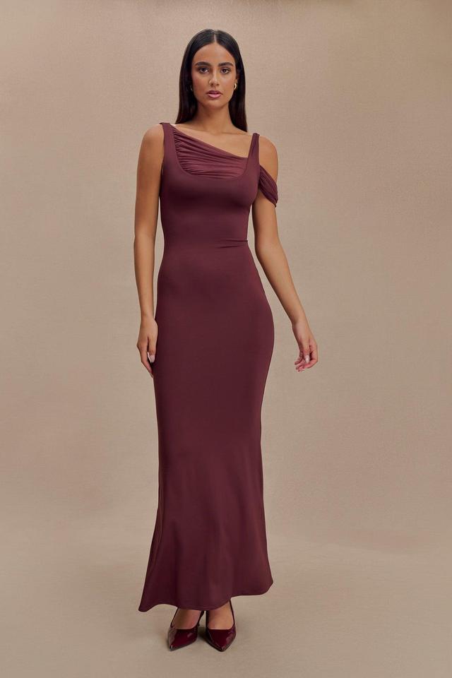 Janette Recycled Nylon And Mesh Sleeveless Maxi Dress - Mahogany Product Image