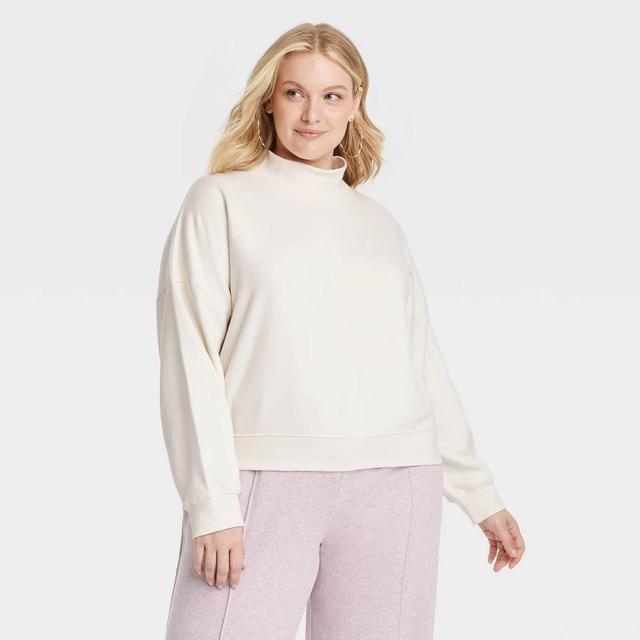 Womens Turtleneck Pullover Sweatshirt - Universal Thread Cream 3X Product Image