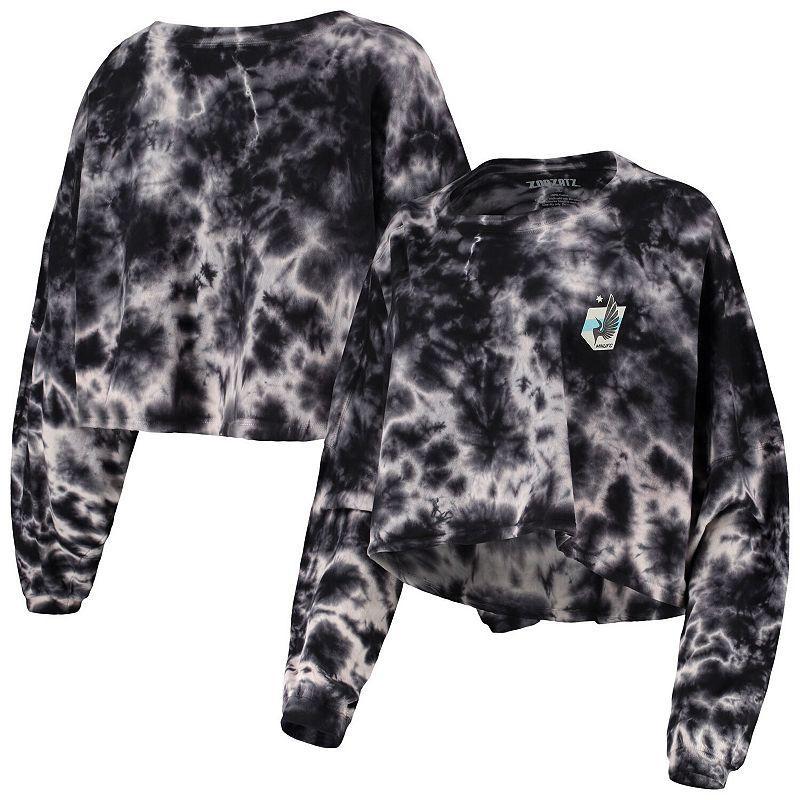 Womens ZooZatz Black Minnesota United FC Oversized Cloud-Dye Long Sleeve T-Shirt Product Image