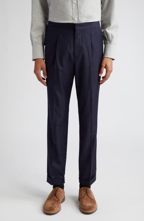 Brunello Cucinelli Leisure Pleated Pinstripe Wool Pants Product Image