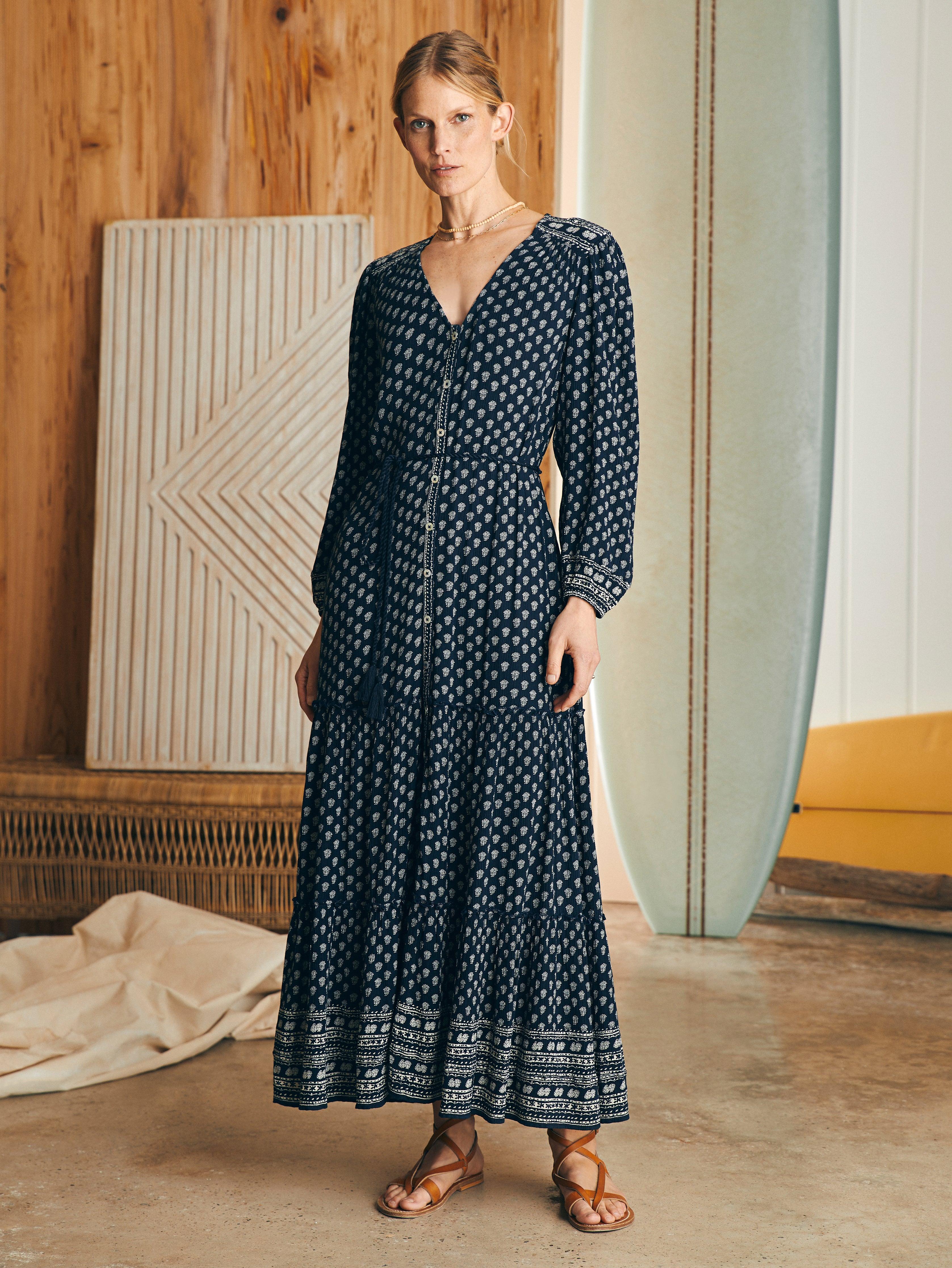 Orinda Long Sleeve Maxi Dress - Lotus Floral Print Product Image