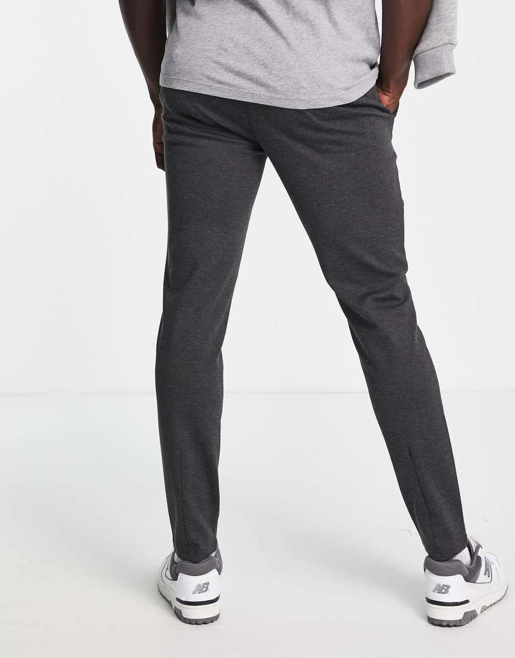 Only & Sons slim fit tapered pants in dark gray Product Image