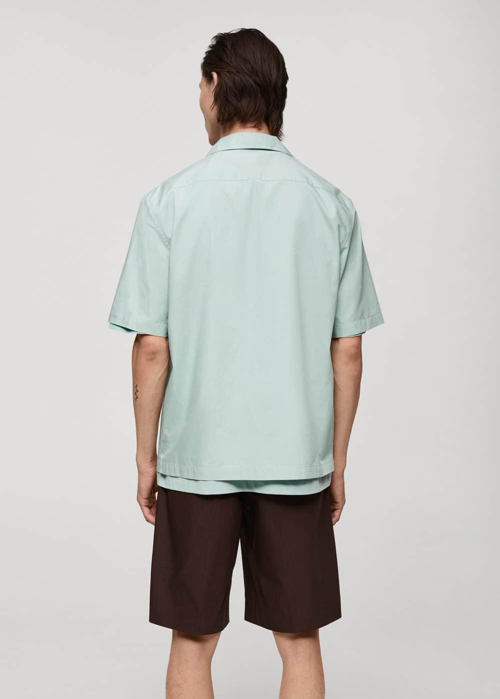 MANGO MAN - 100% cotton bowling-collar shirt aqua greenMen Product Image