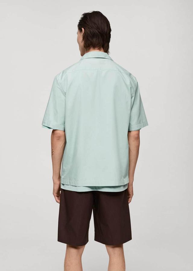 MANGO MAN - 100% cotton bowling-collar shirt aqua greenMen Product Image