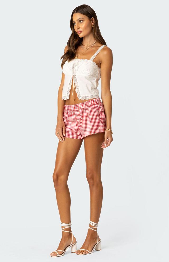 Edikted Womens Gingham Boxer Shorts - Redarge Product Image