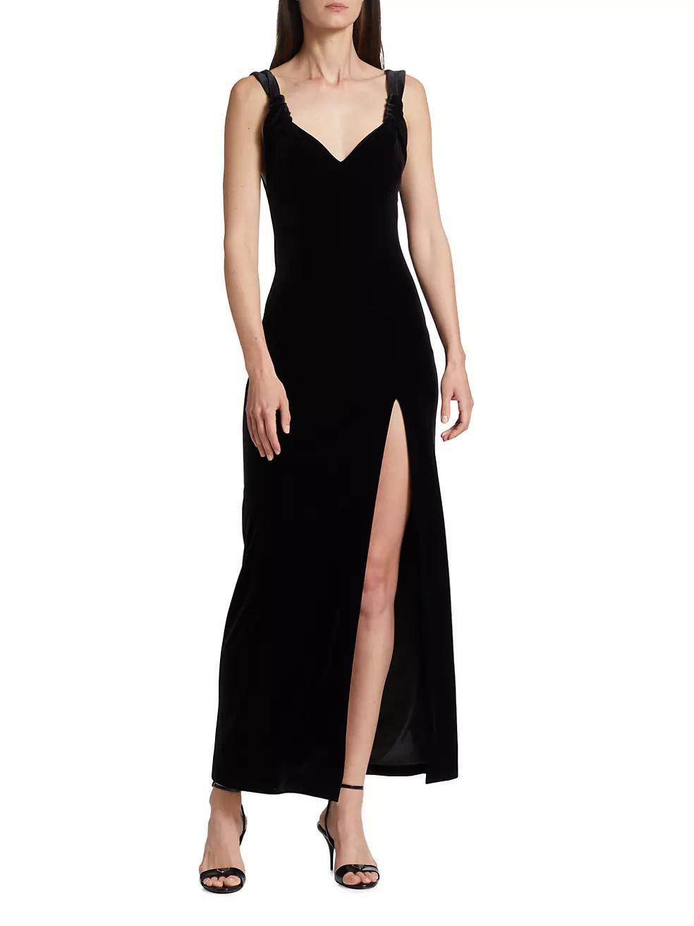 Liza Velvet Slit Maxi Dress Product Image