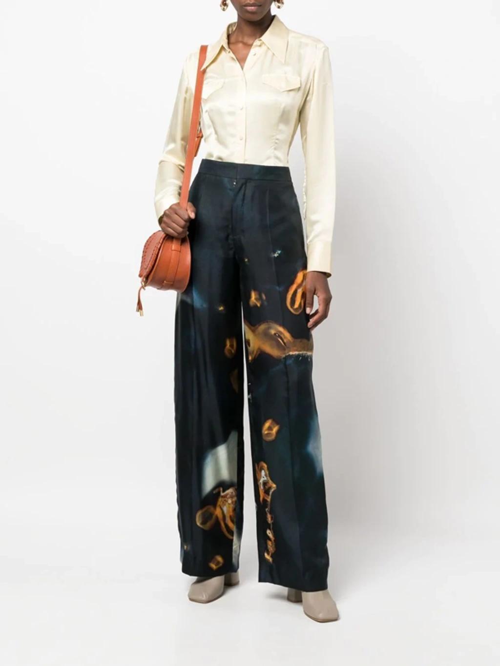 Abstract-print Wide-leg Trousers In Multicolor 2 Product Image