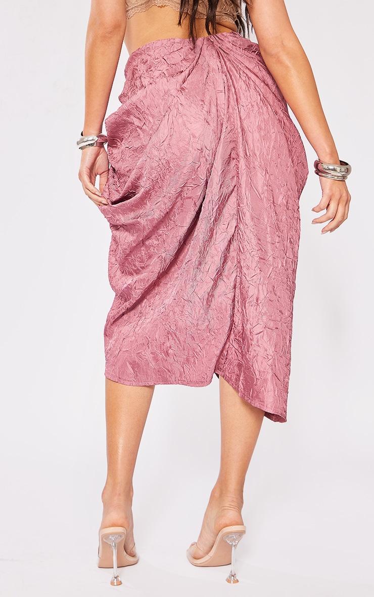 Mauve Crinkle Satin Ruched Midaxi Skirt Product Image