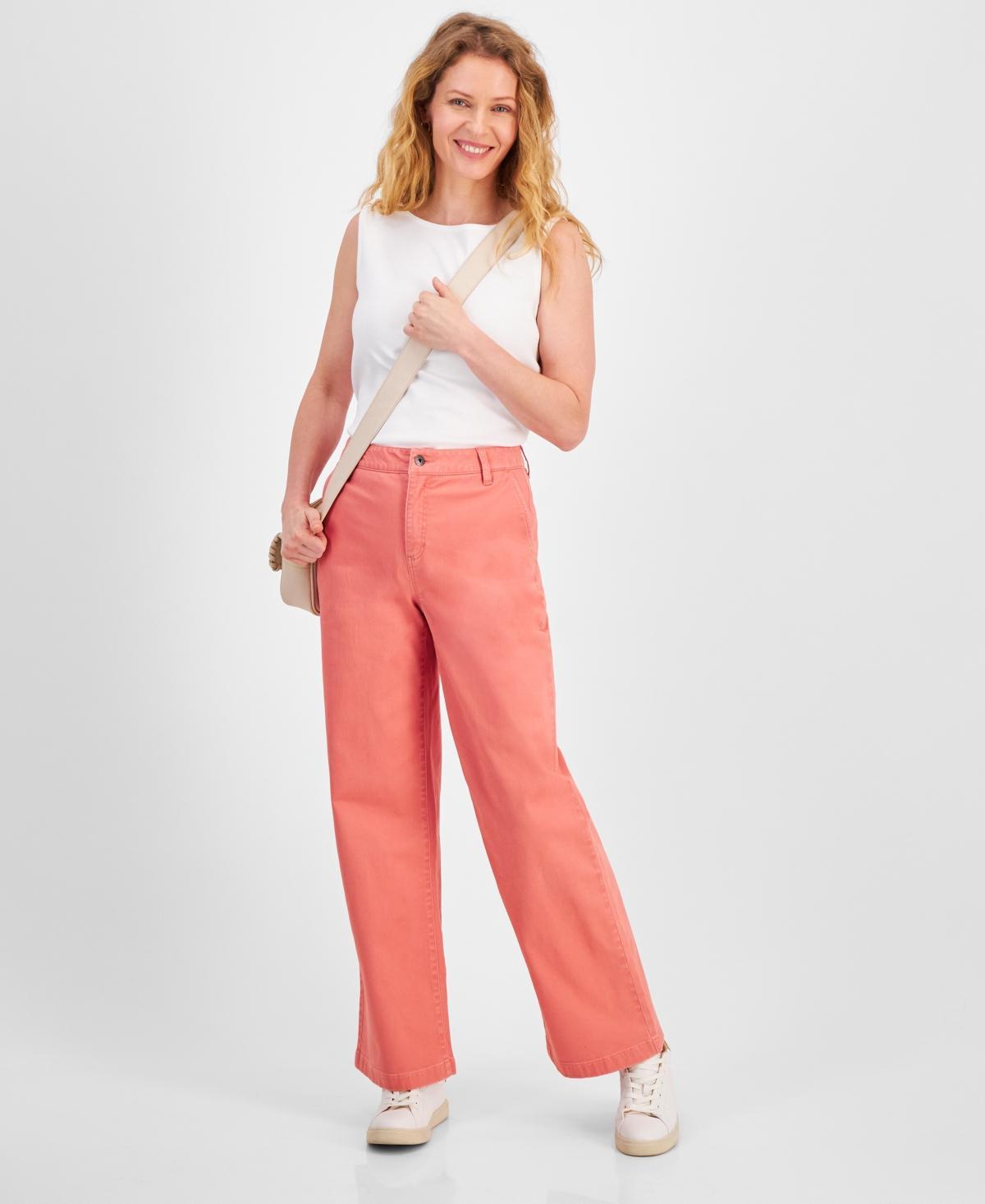 Style & Co Womens High-Rise Wide-Leg Twill Pants, Created for Macys Product Image