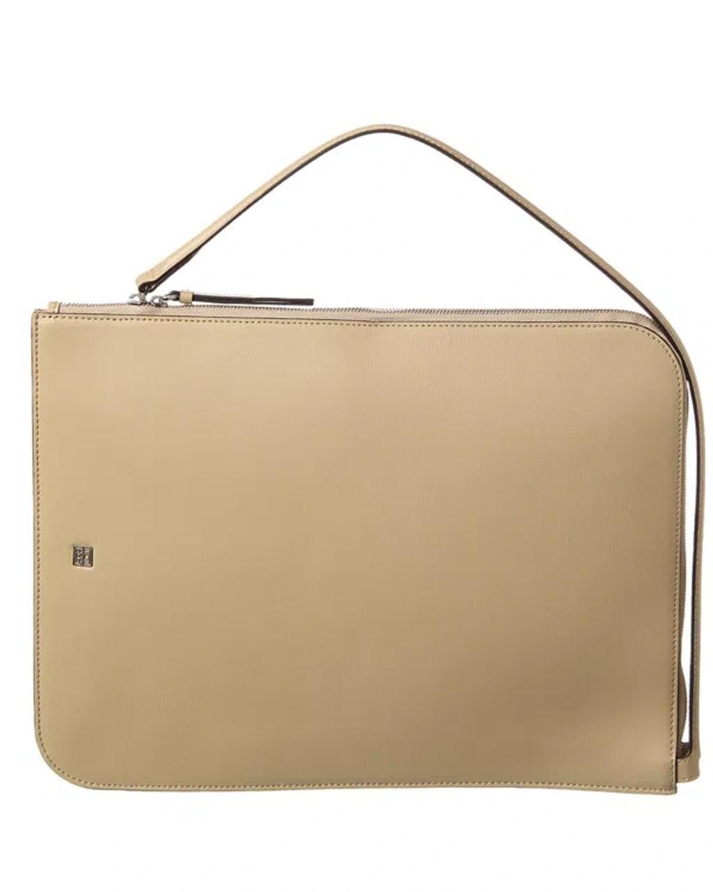 Leather Pouchette In Beige Product Image