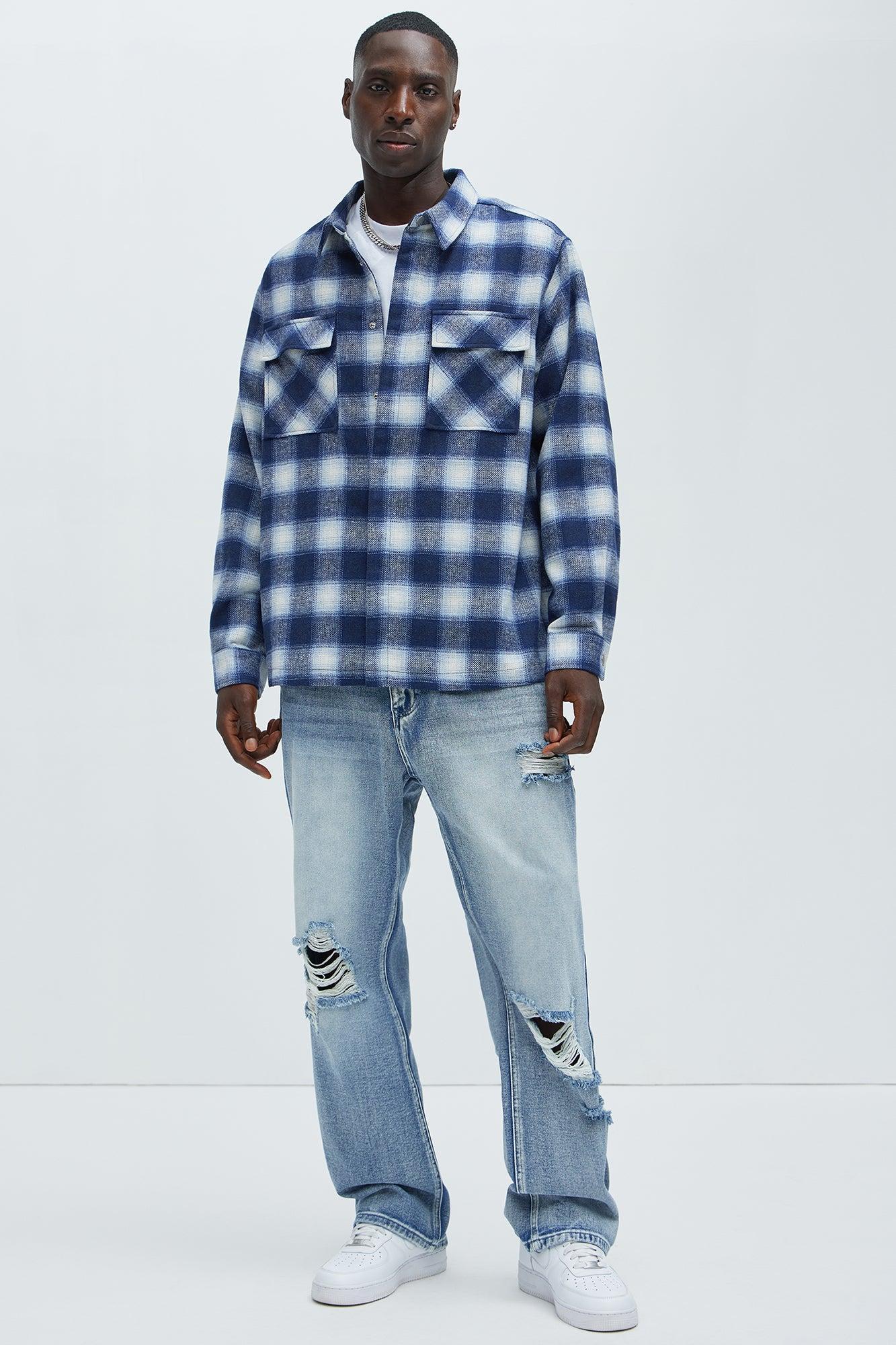 Cassnet Plaid Button Up Shirt - Blue/combo Product Image