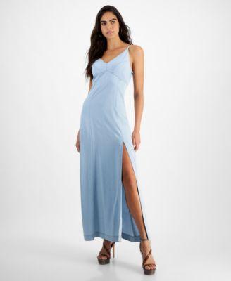 Guess Womens Cruz Sleeveless Denim Maxi Dress Product Image