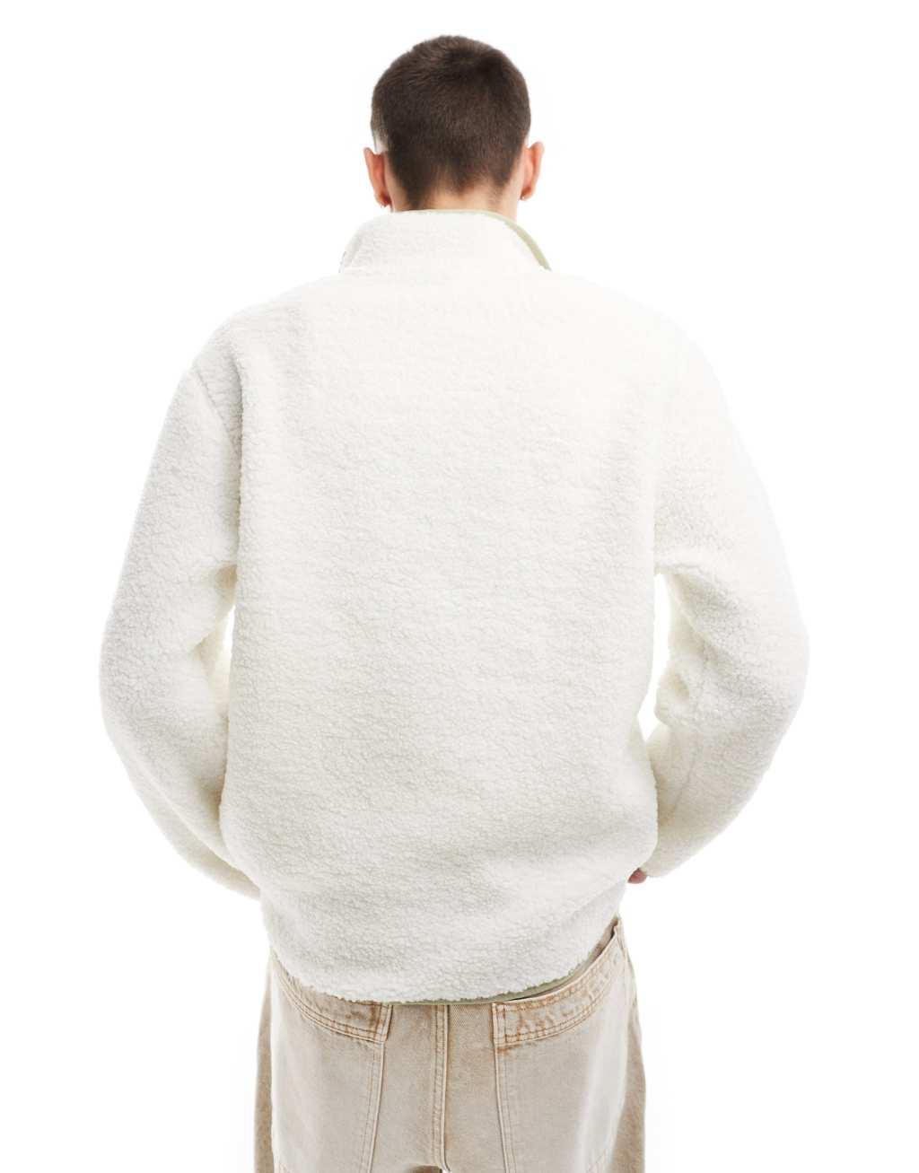 Vans boxed sherpa quarter zip sweater in off-white Product Image