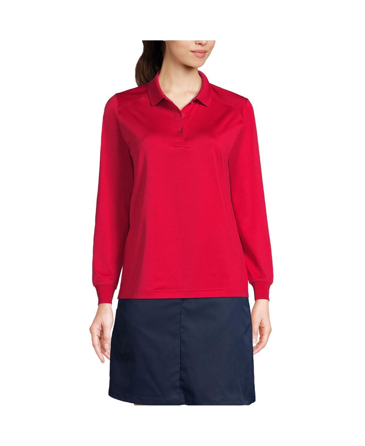 Lands End Womens School Uniform Long Sleeve Rapid Dry Polo Shirt Product Image