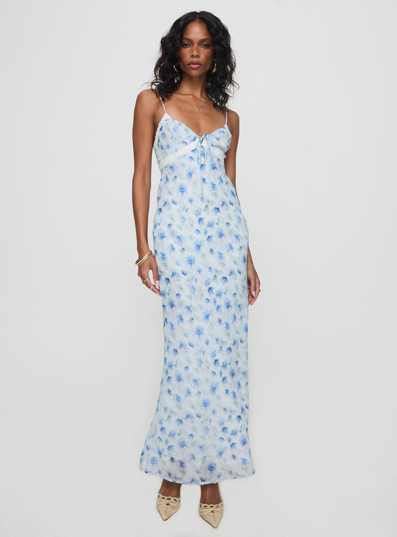 Emily Maxi Dress Blue Floral Product Image