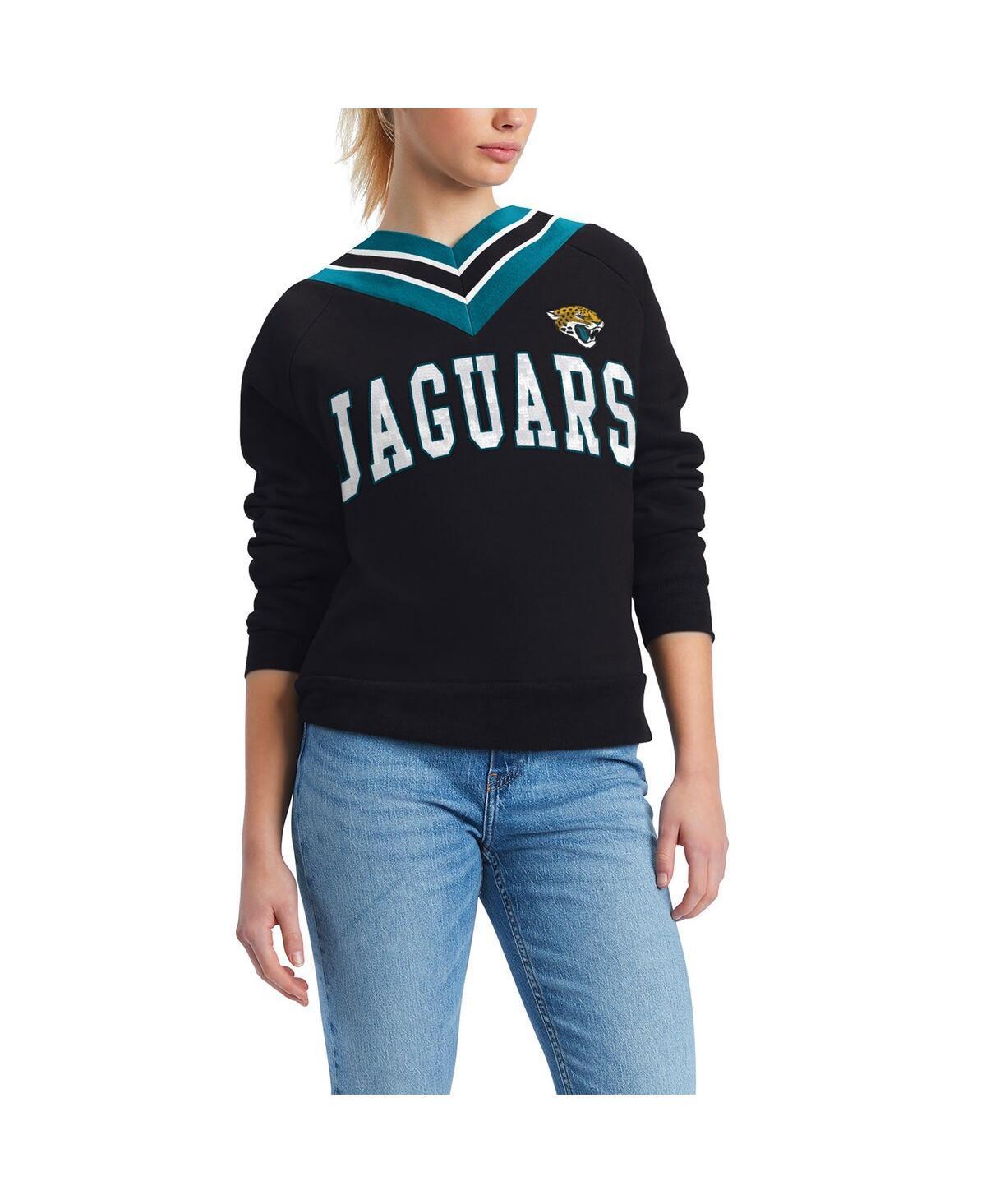 Womens Tommy Hilfiger Black Jacksonville Jaguars Heidi V-Neck Pullover Sweatshirt Product Image