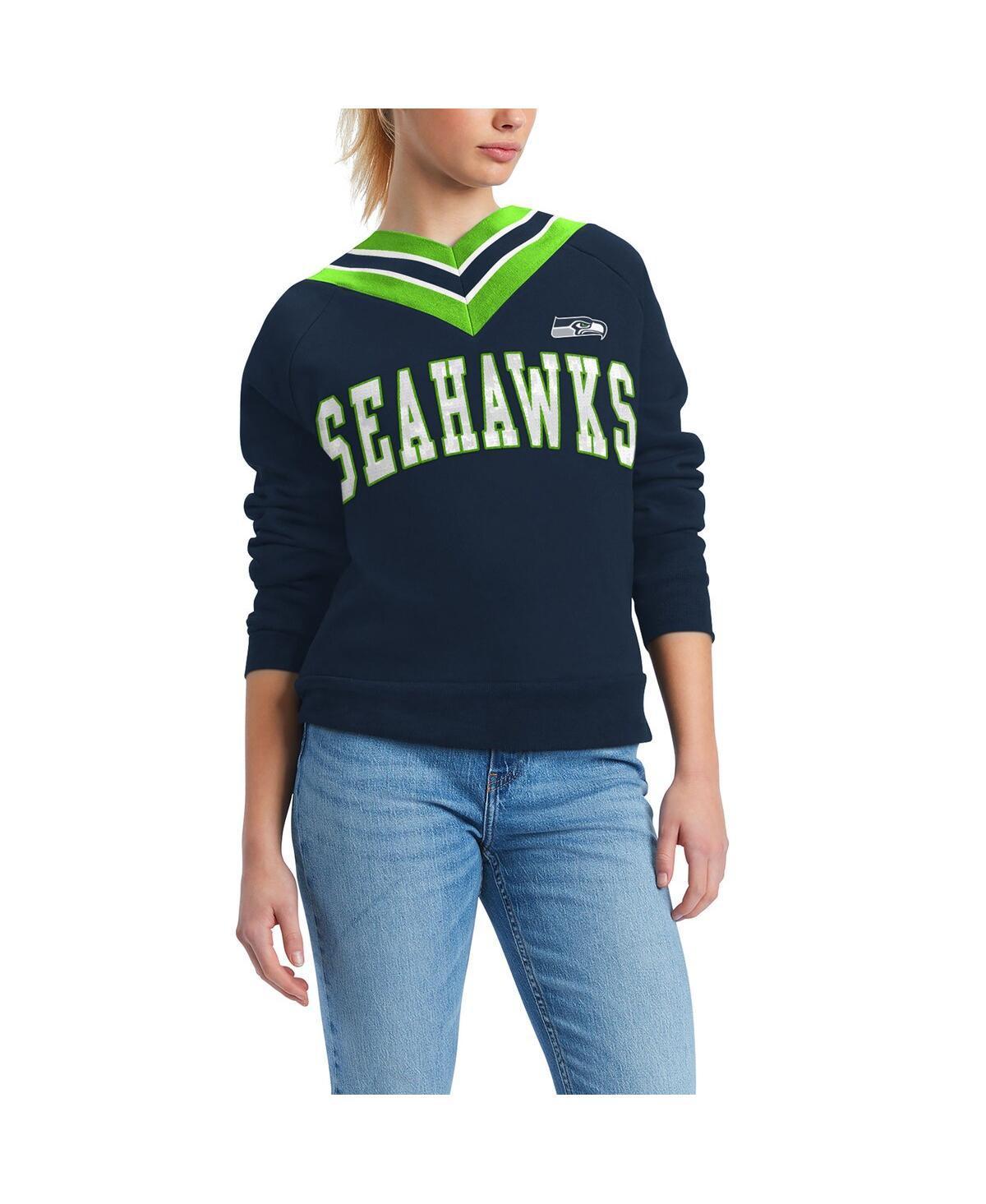 Womens Tommy Hilfiger Navy Seattle Seahawks Heidi V-Neck Pullover Sweatshirt Product Image