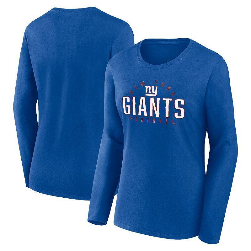 Womens Fanatics Branded Royal New York Giants Plus Size Foiled Play Long Sleeve T-Shirt Product Image