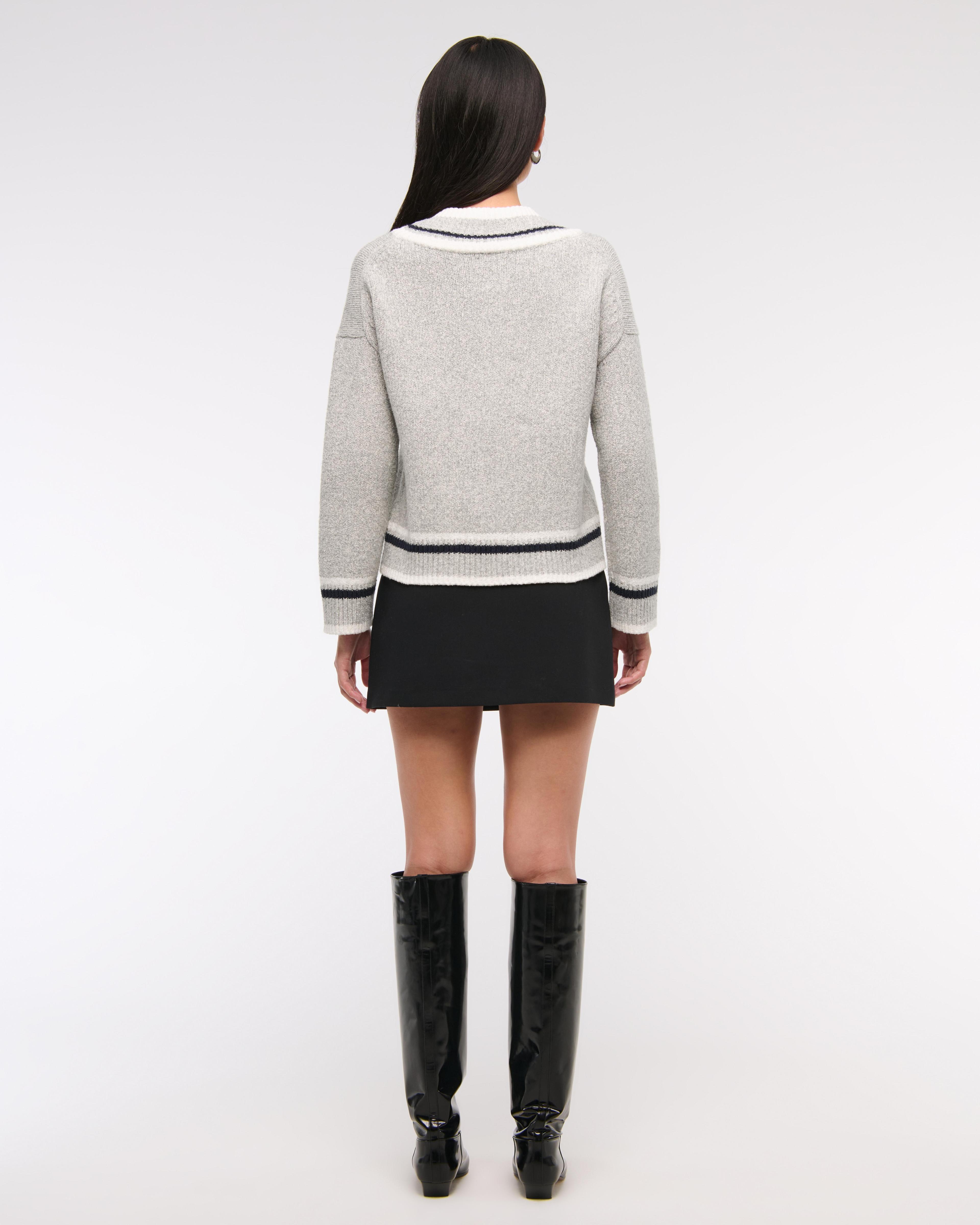 Relaxed Textural V-Neck Sweater Product Image