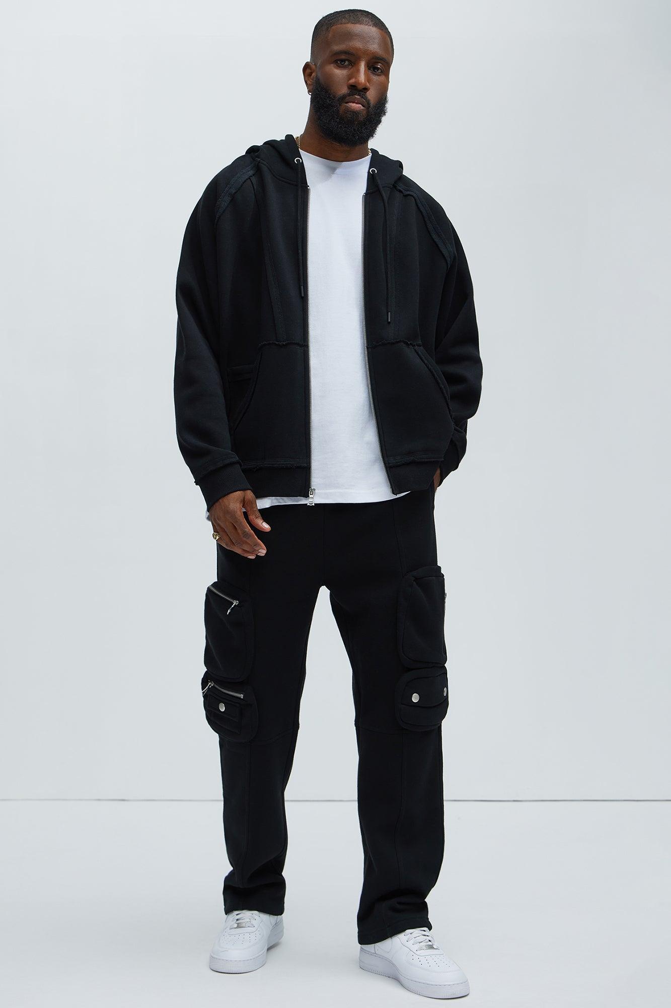 Tarren Straight Cargo Sweatpants - Black Product Image