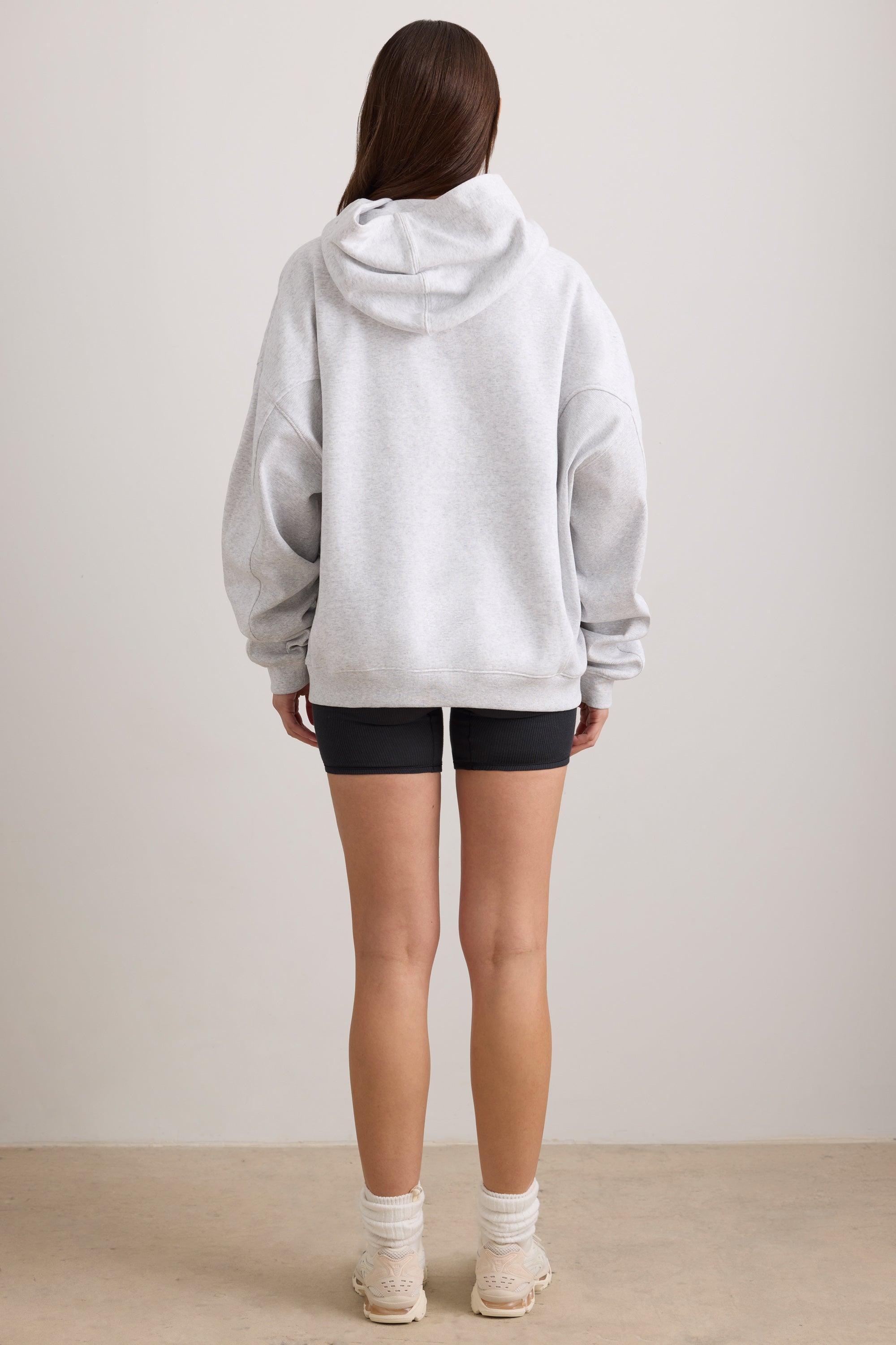 Oversized Hooded Sweatshirt in Light Grey Melange Female Product Image