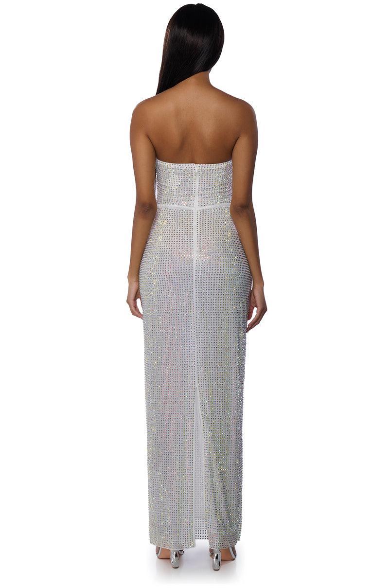 SLEEK AND SEXY RHINESTONE MAXI DRESS Product Image