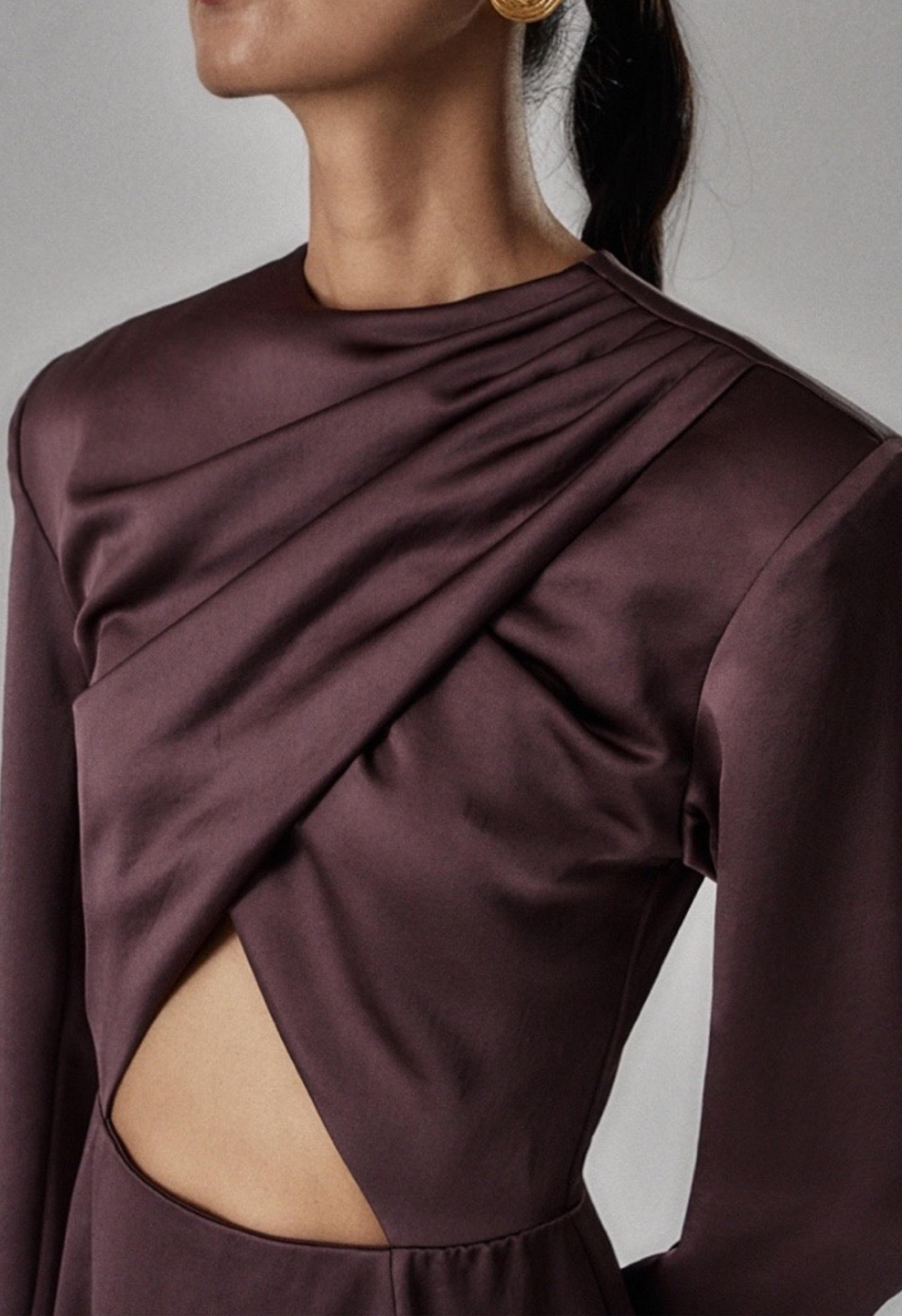 Colette Chocolate Satin Dress Product Image