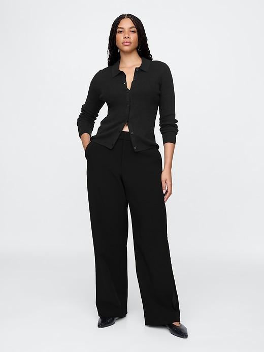 365 Mid Rise Satin-Trim Trousers Product Image