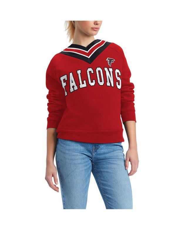 Womens Tommy Hilfiger Red Atlanta Falcons Heidi V-Neck Pullover Sweatshirt Product Image