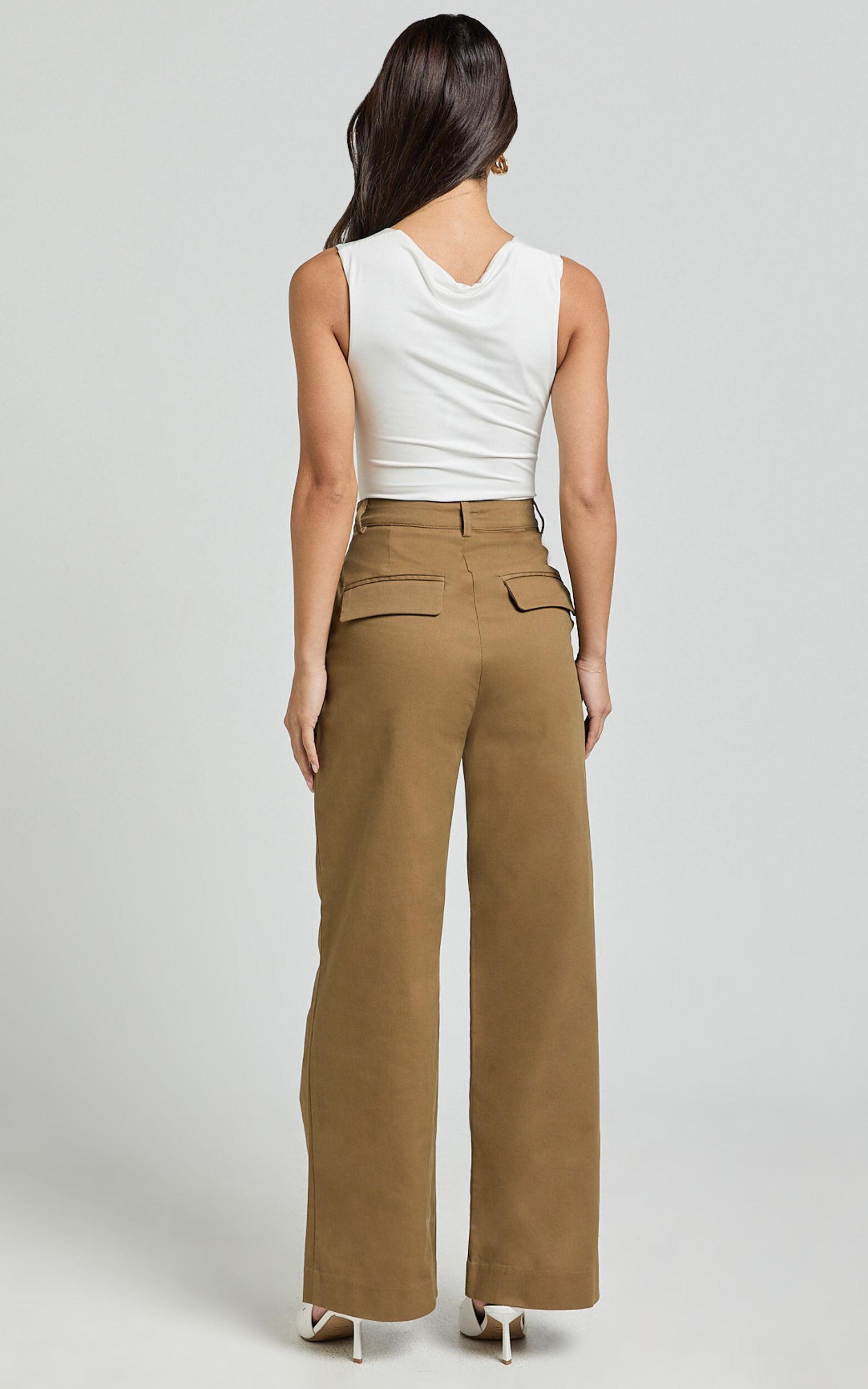 Audrey Pants - High Waist Tailored Twill Pants in Mushroom Product Image