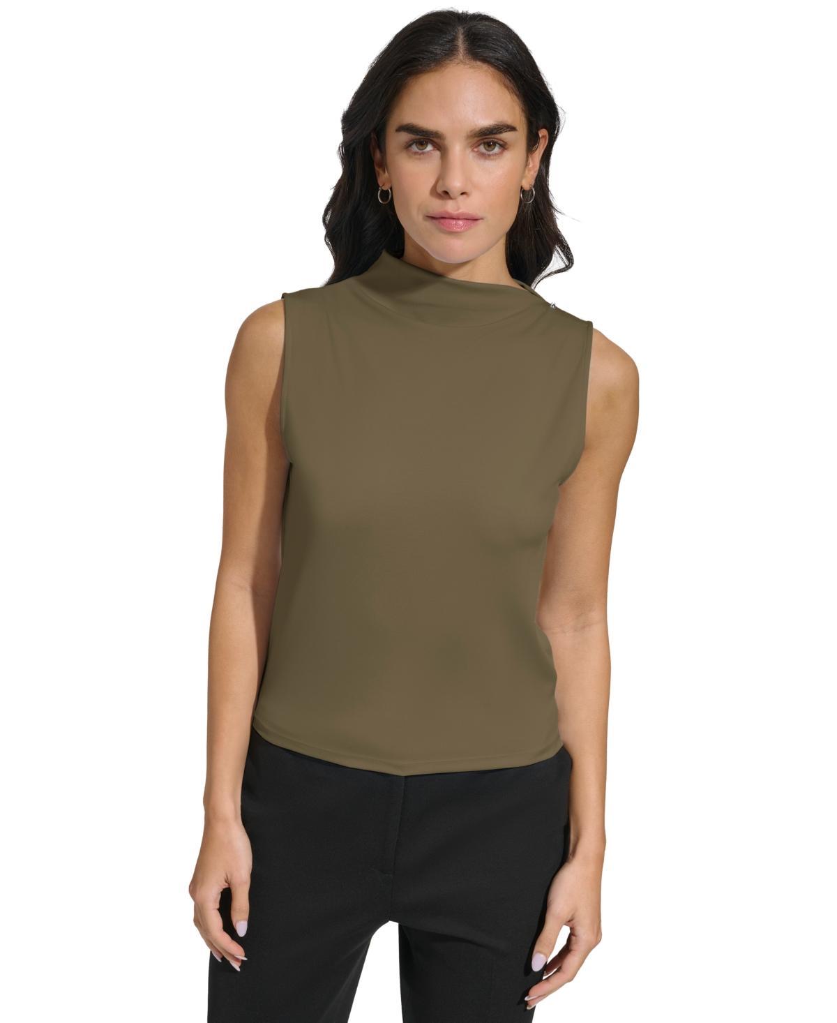 Calvin Klein Womens Funnel-Neck Sleeveless Top Product Image