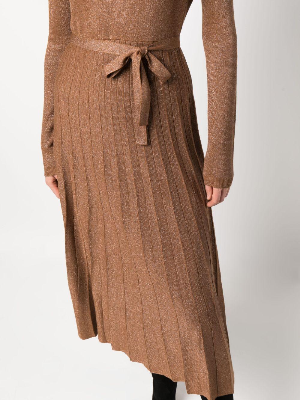 long-sleeve pleated midi dress Product Image