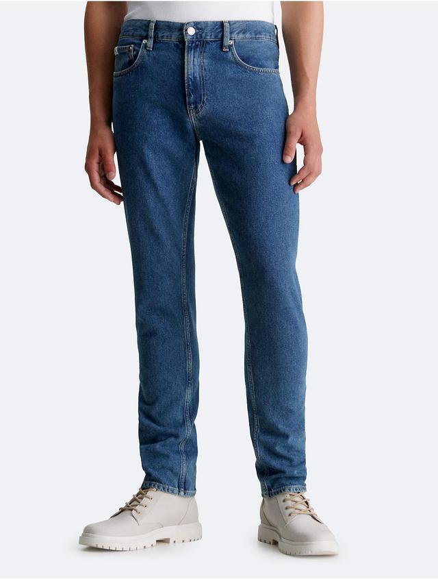 Calvin Klein Mens Authentic Straight Fit Jeans - Blue - 32W x 34L Product Image