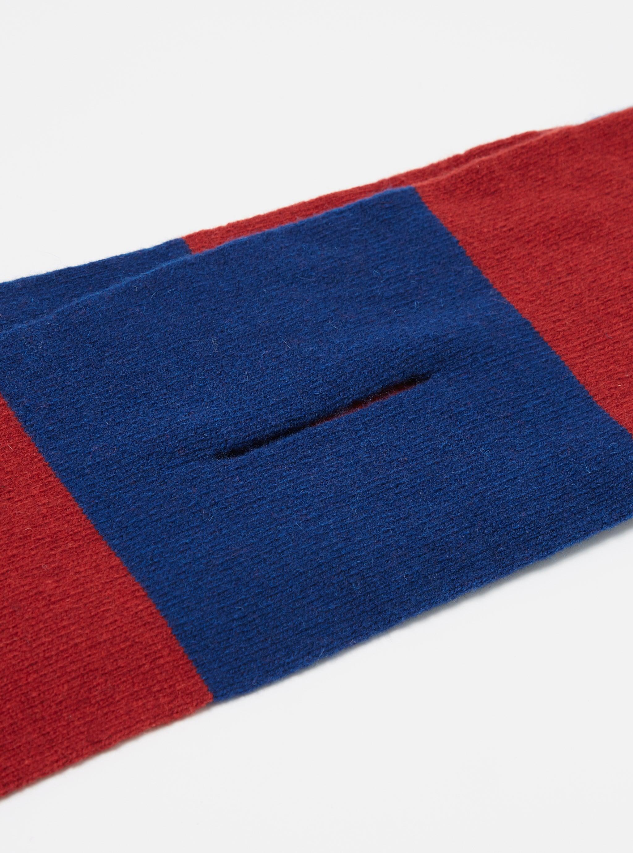 Universal Works Deluxe Football Scarf in Red/Blue Soft Wool Product Image