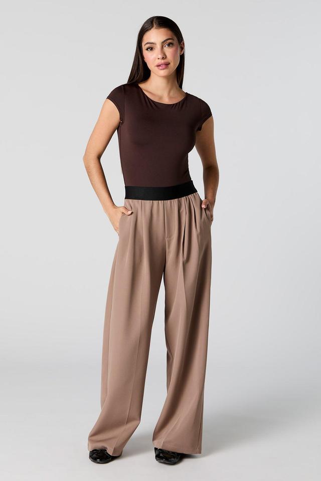 Elastic Waist Wide Leg Dress Pant Female Product Image