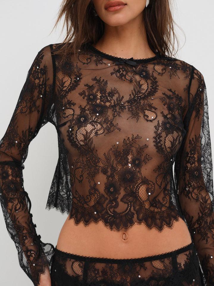 Sonja Lace Top — Black Product Image