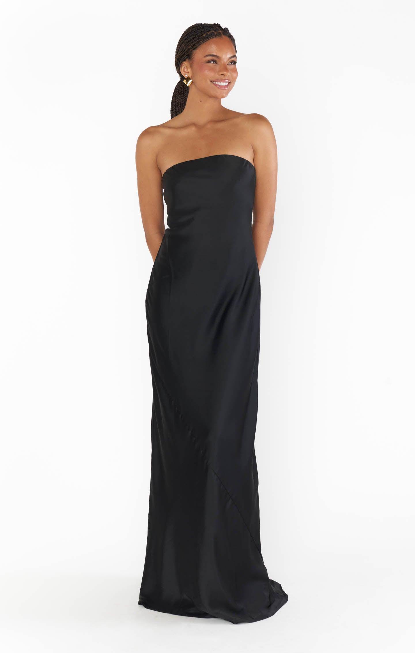 Taylor Tube Maxi Dress ~ Black Luxe Satin Product Image