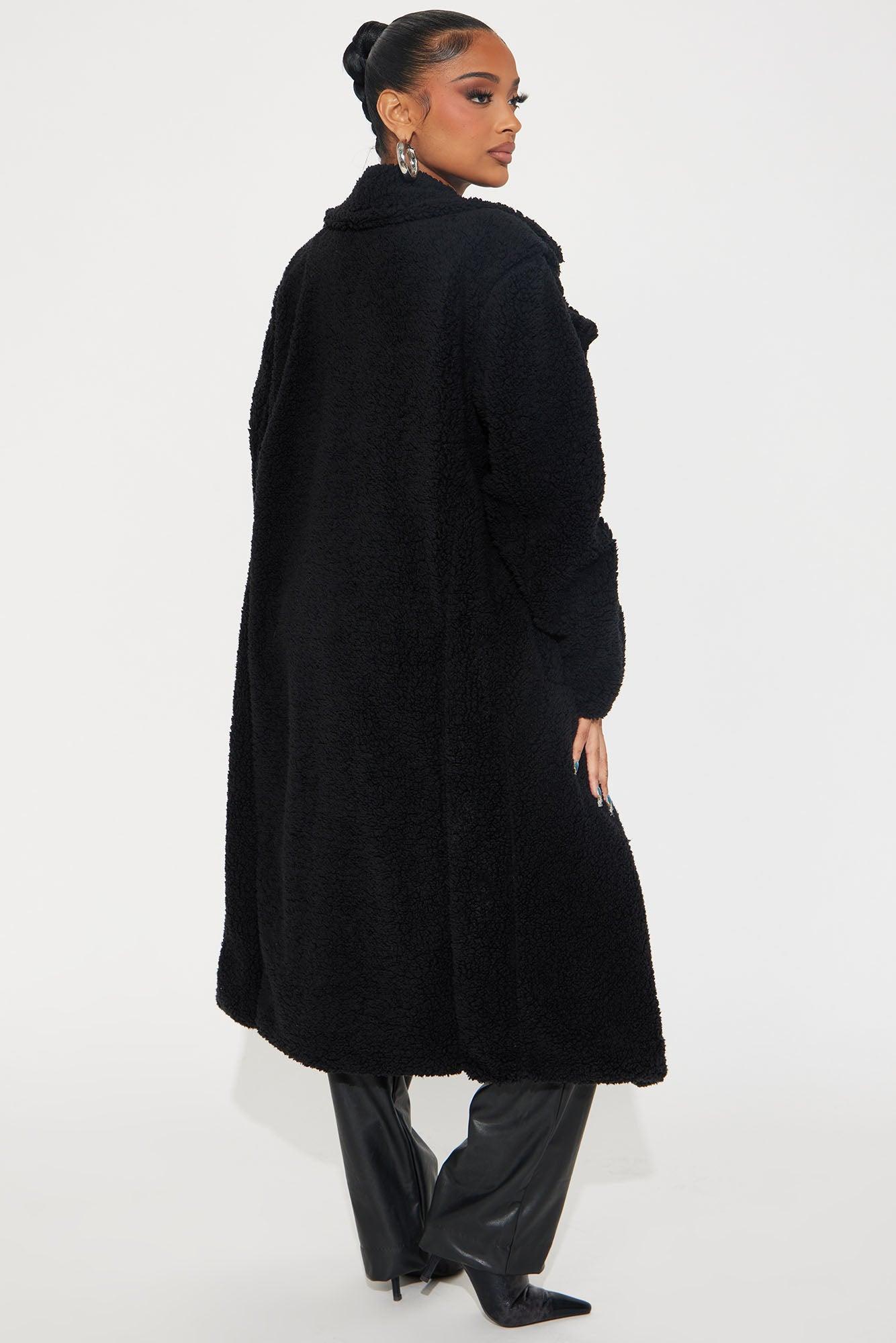 Carmen Sherpa Trench Coat - Black Product Image