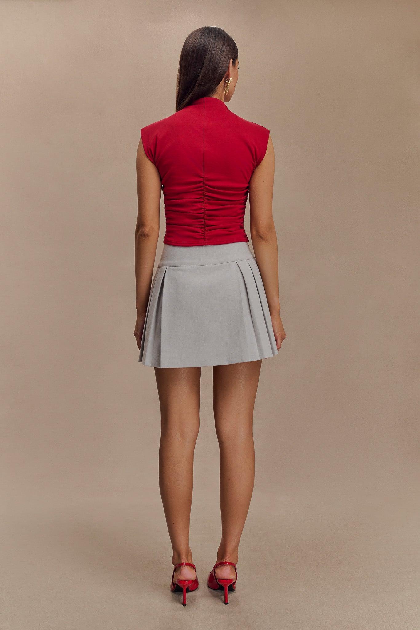 Ellia High Neck Sleeveless Top - Red Product Image