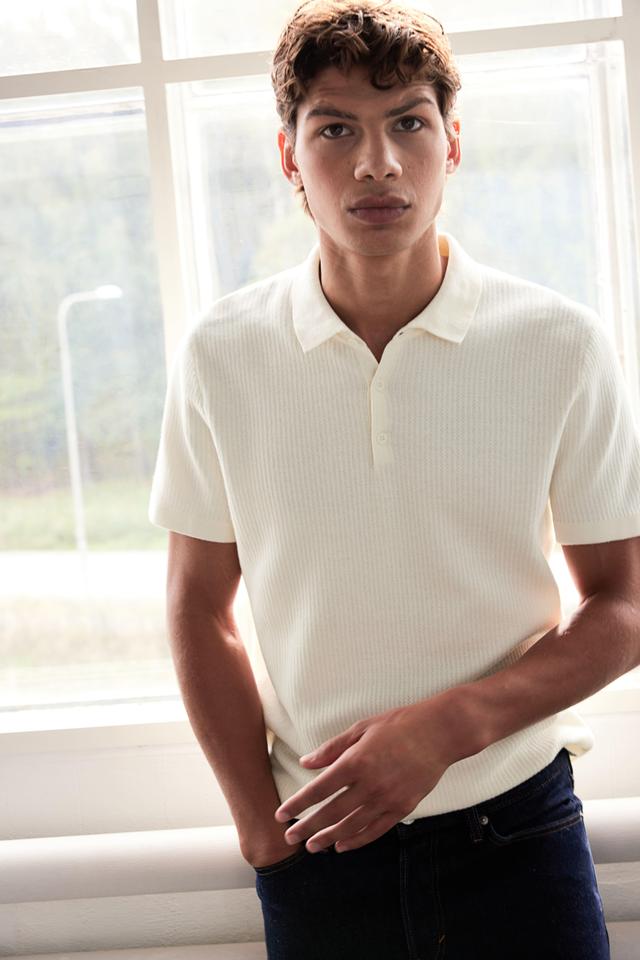 Slim-Fit Textured Polo Shirt Product Image